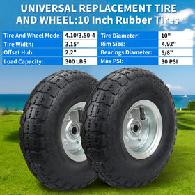 RRQ 4.10/3.50-4 tire with 5/8 inch bore for versatile cart compatibility.