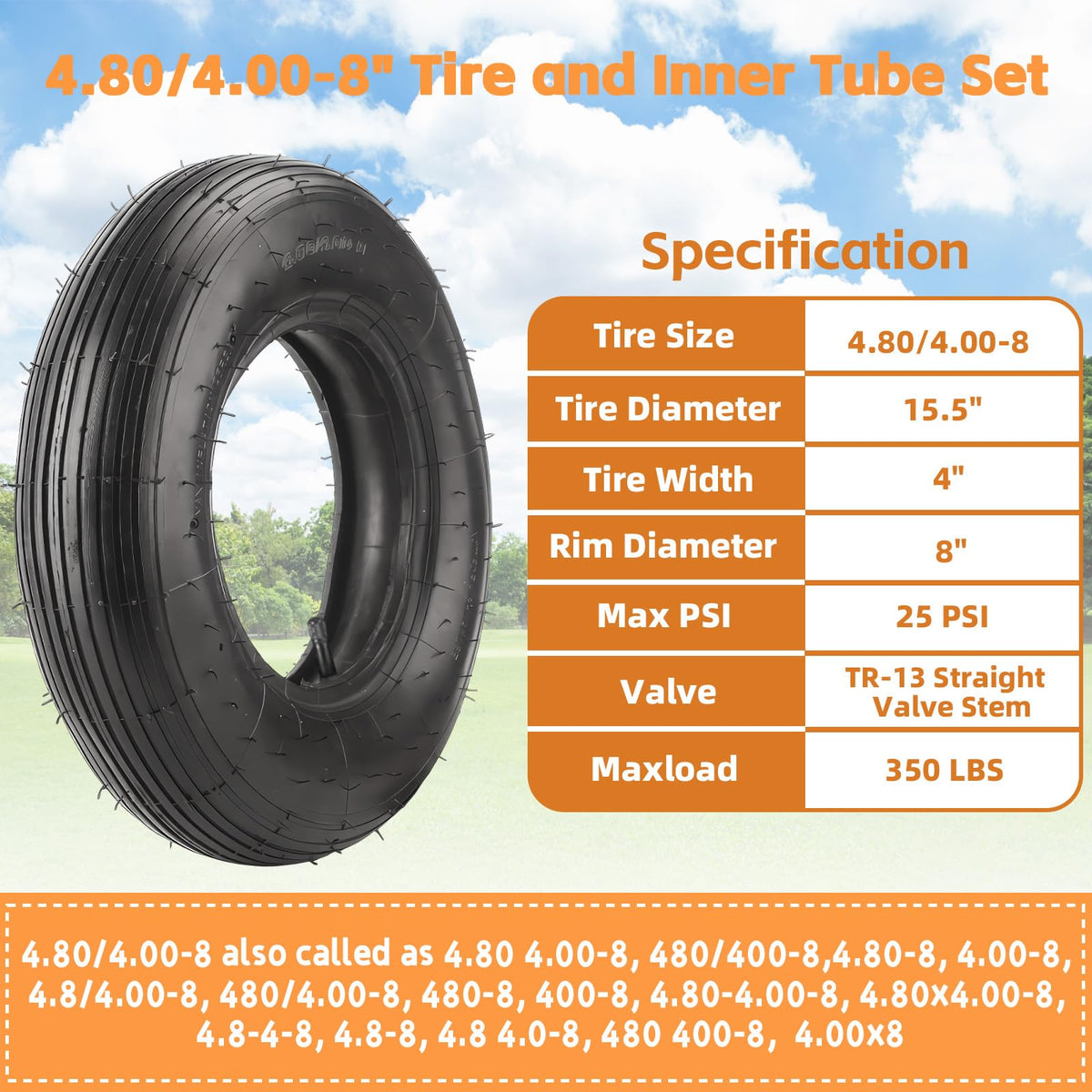 RRQ 4.80/4.00-8 inner tube side wall showing thick-walled design for air retention