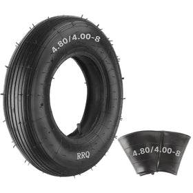 RRQ 4.80/4.00-8 tire outside view with durable tread for yard carts and wheelbarrows