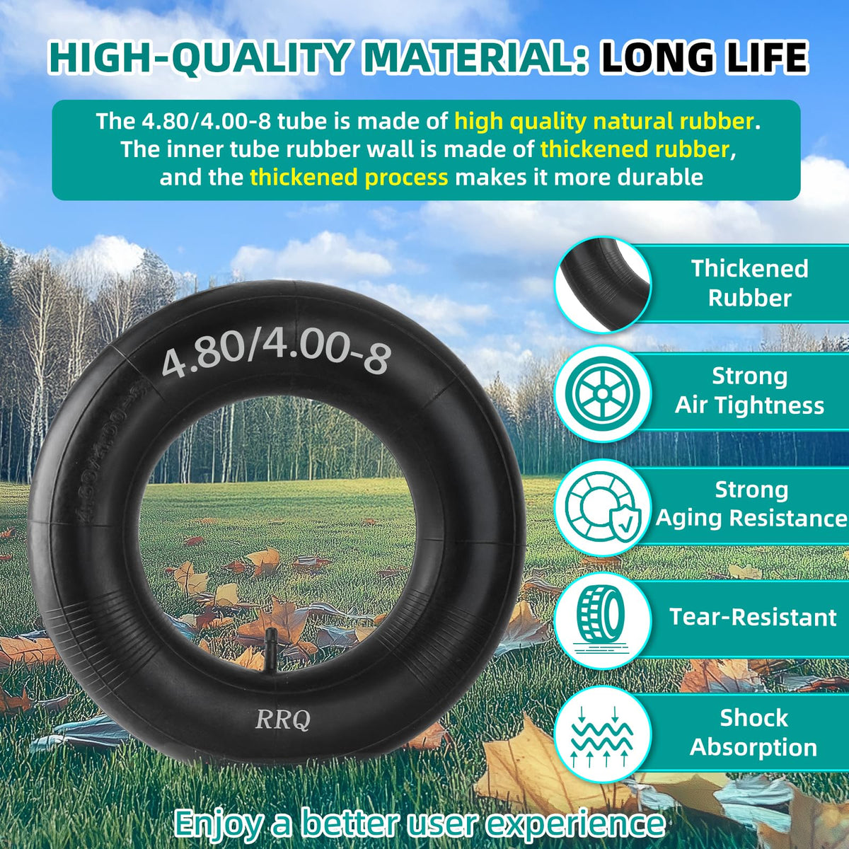 RRQ hand truck inner tube 480-400-8 ready for on-site swaps