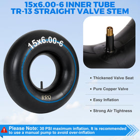 RRQ inner tube installed on riding mower tire showing smooth fit.