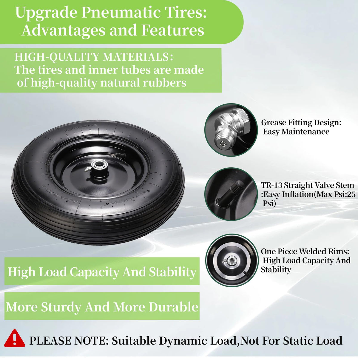 RRQ natural rubber tire offering airtight seal and shock absorption
