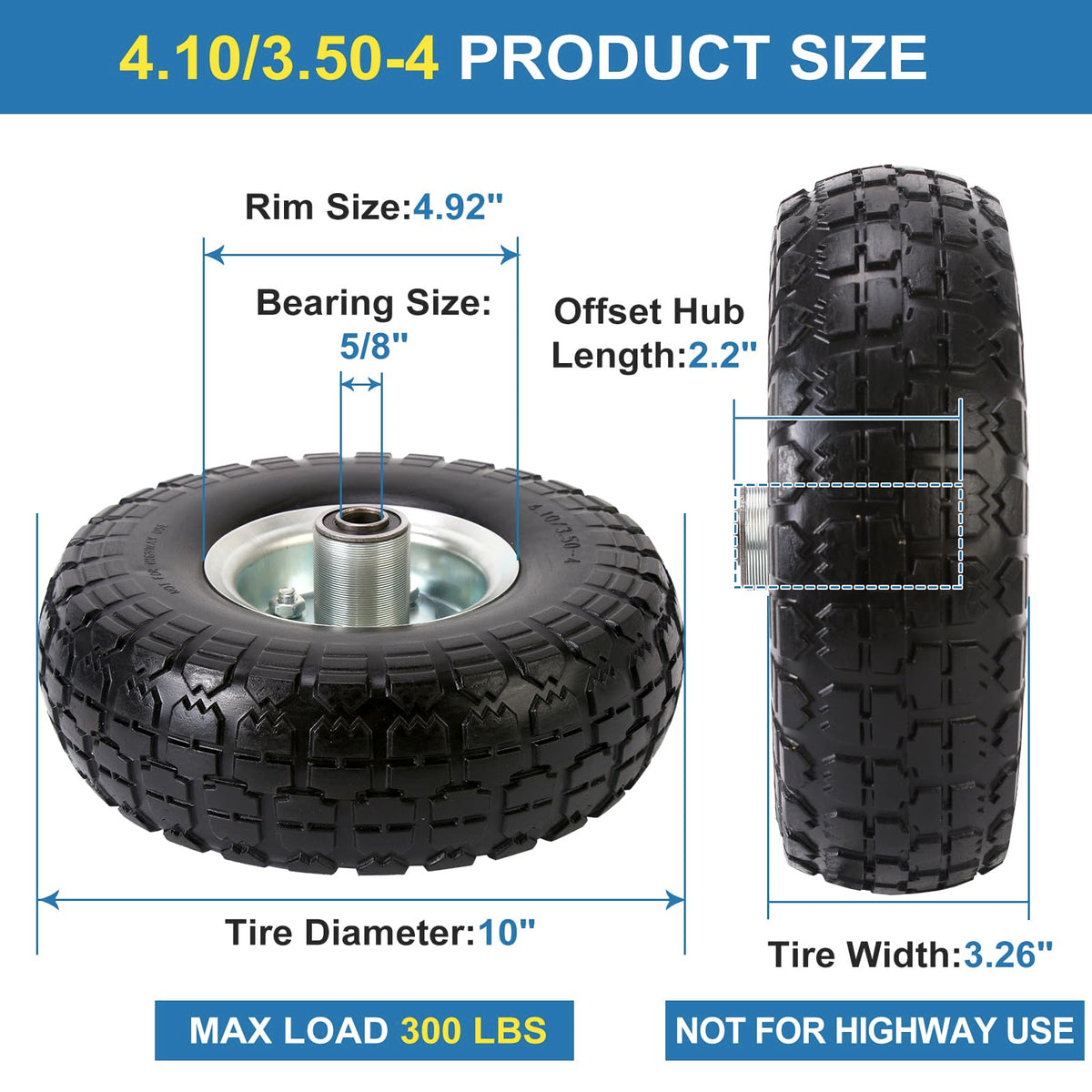 RRQ offset hub measures 2.2 inches for stable cart alignment