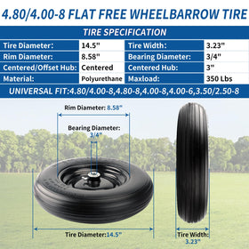 RRQ solid polyurethane 4.80-4.00-8 tire demonstrating puncture proof design