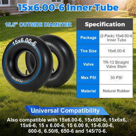 Two-pack RRQ inner tubes on display for budget-friendly lawn gear replacements.