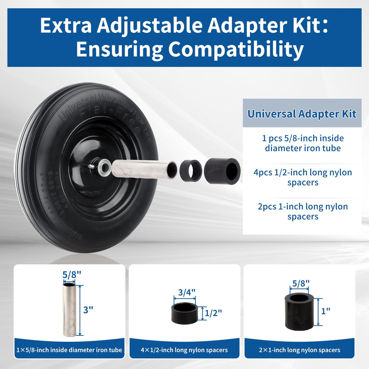 RRQ upgraded iron tube axle prevents wobble under heavy loads