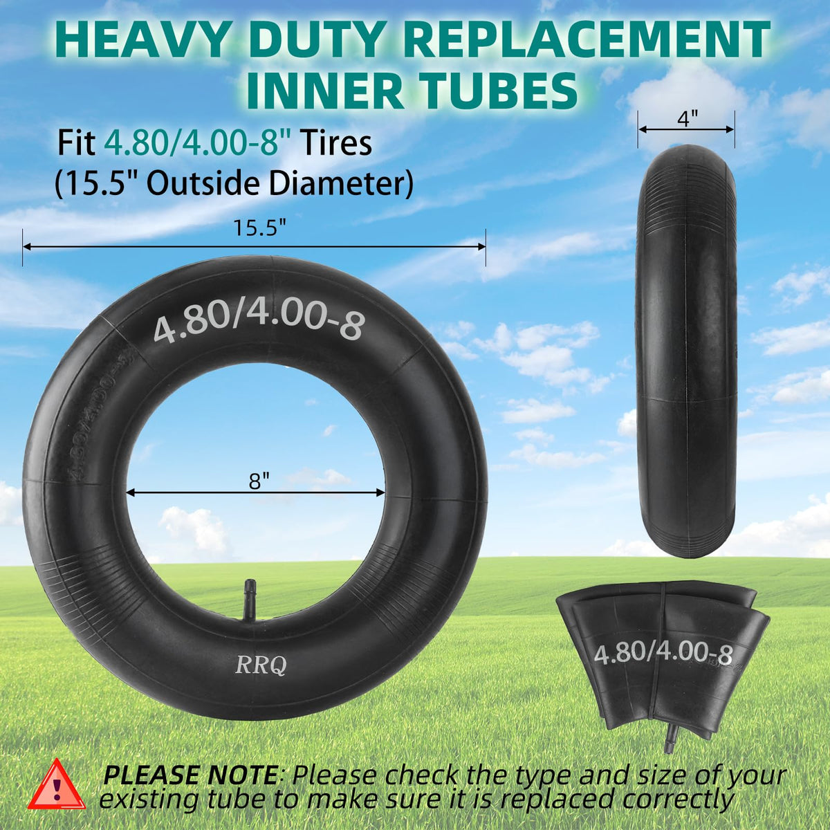 RRQ wheelbarrow inner tube 480-400-8 with TR-13 valve for quick inflation