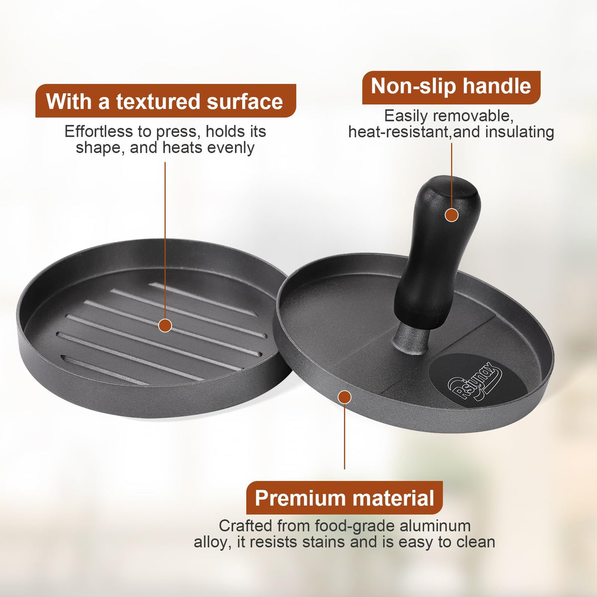 Rsiynax burger press includes parchment papers for mess-free patty prep