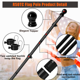 RSOTC adjustable flag pole from 1.2 to 6 feet for multiple flag sizes.