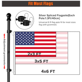 RSOTC flag pole supports 2x3, 3x5, 4x6 flags securely.