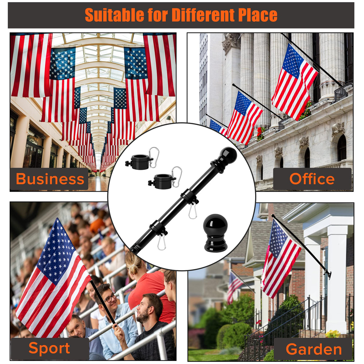 RSOTC flag pole for trucks and boats with rugged stainless steel design.
