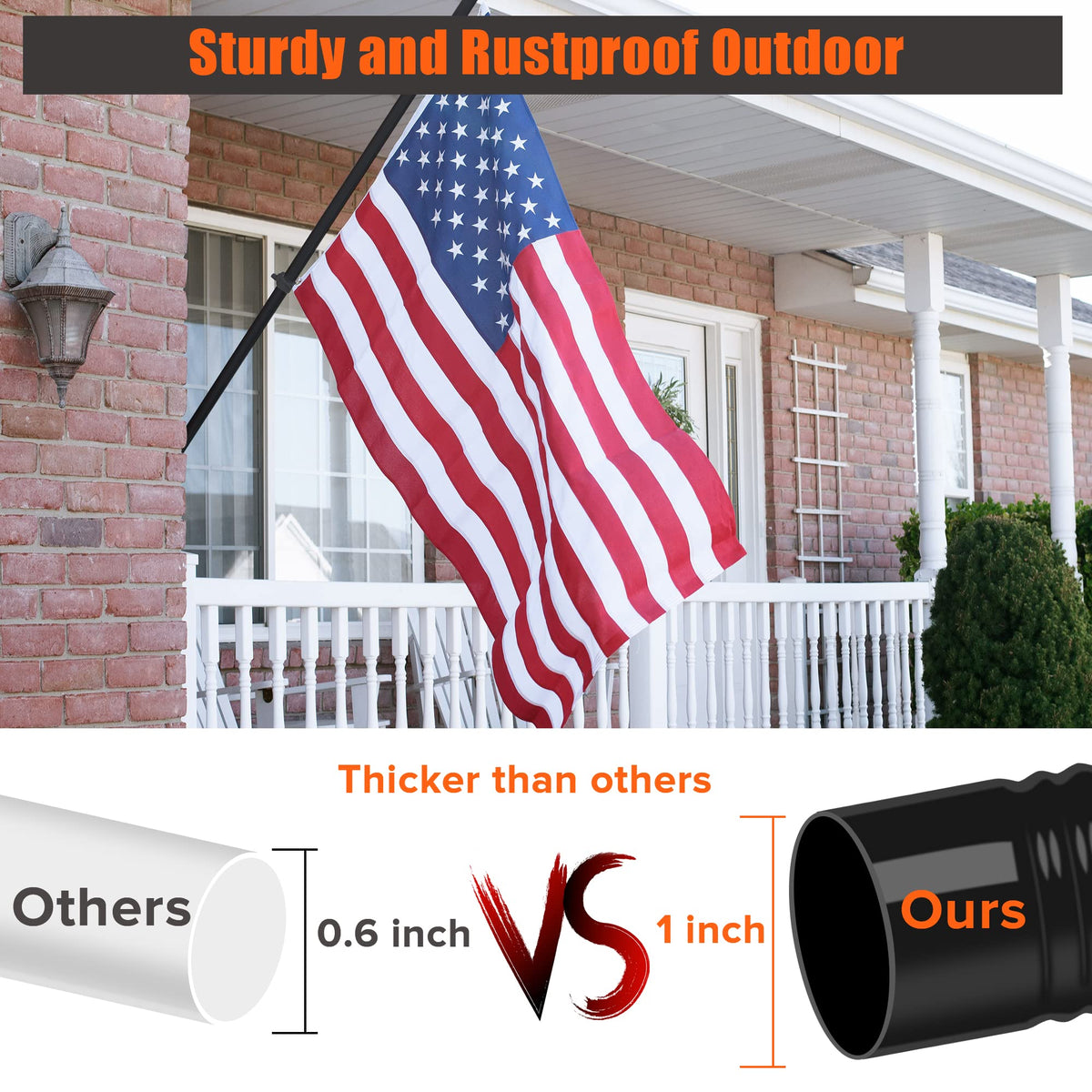 RSOTC flag pole suitable for wall mounting and outdoor placement.