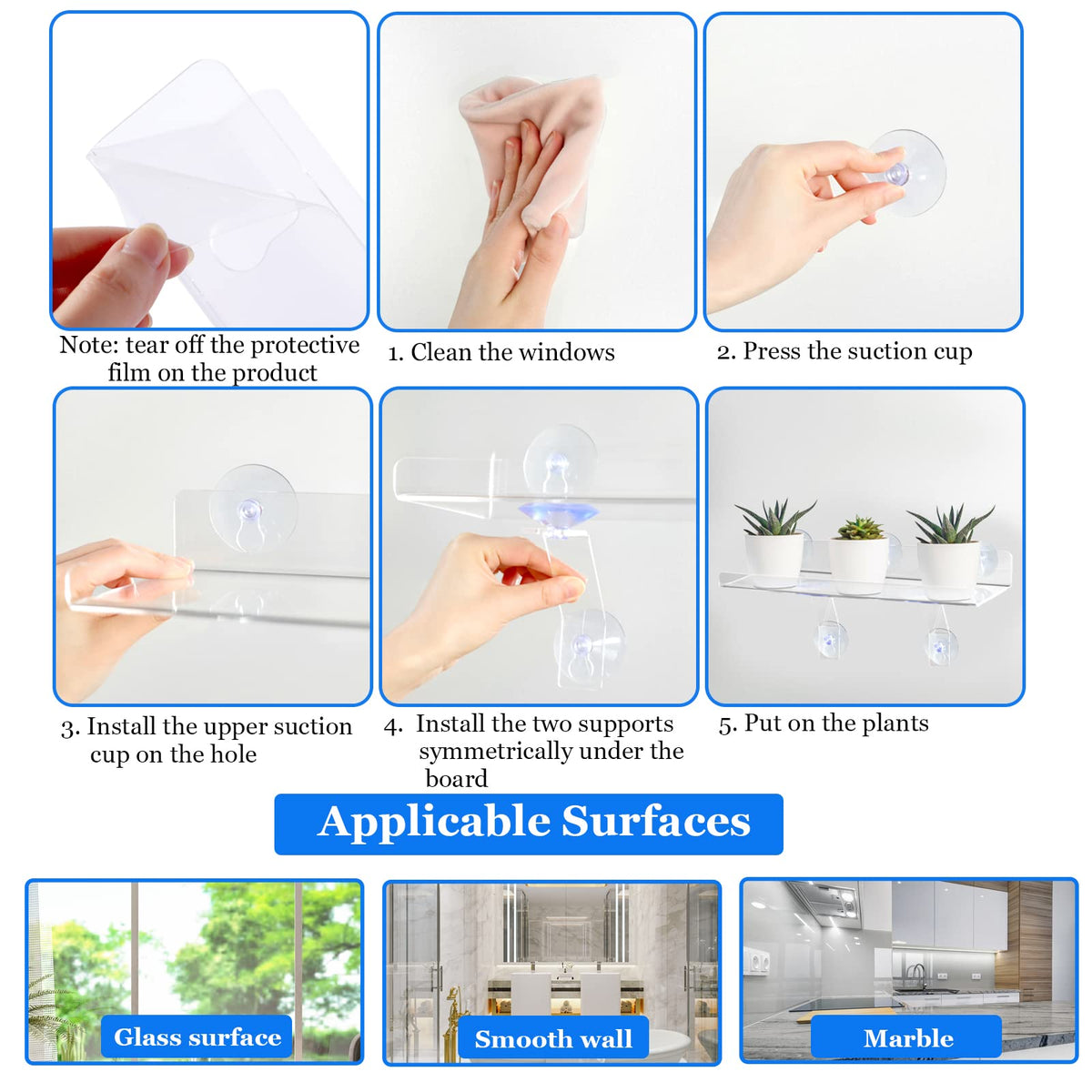 RSSCIIIUL versatile shelf for windows, bathrooms, or kitchens.