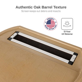 RTS Home Accents flat back design keeps the rain barrel snug against walls.