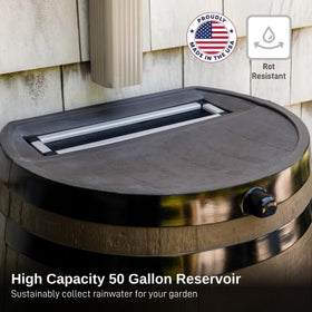 RTS Home Accents rain barrel stand elevates unit for easy spigot access.