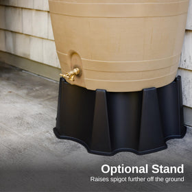 RTS Home Accents UV-resistant polyethylene barrel withstands outdoor weather.