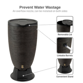 Overflow nozzle allows efficient drainage and optional link kit expansion.