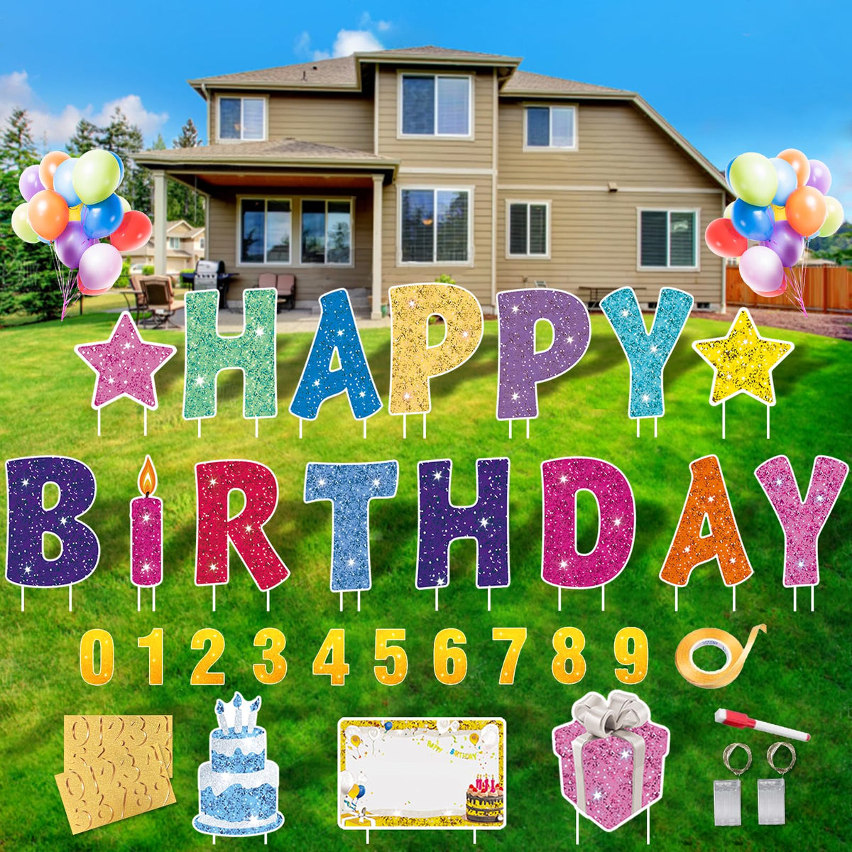 Rtshuok decorative signs set to create a colorful yard display.