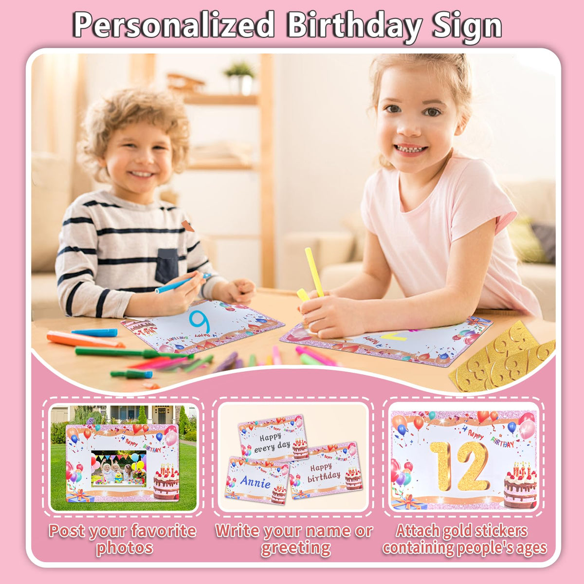 Rtshuok personalized age logo and number stickers customize birthdays.