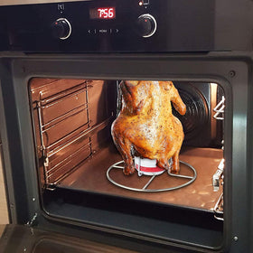 RTT Beer Can Chicken Holder plated chicken showing tenderness.