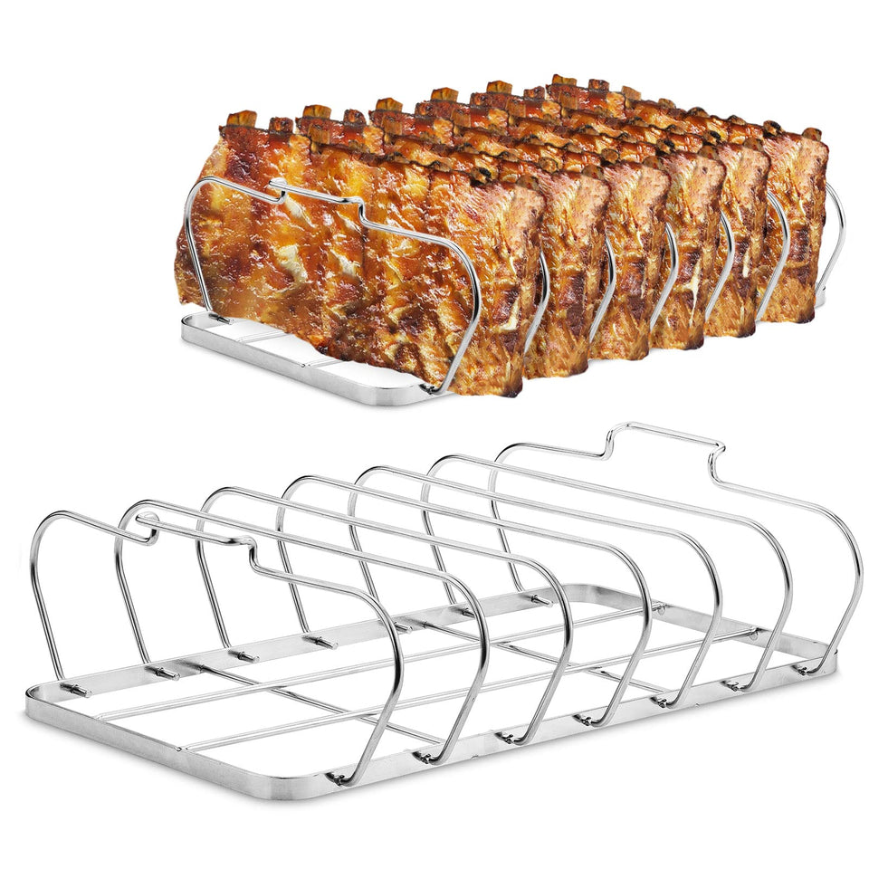 RTT large rib rack side view shows even cooking and spacious grilling