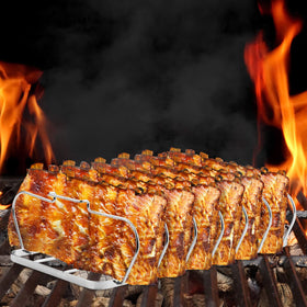 RTT stainless steel rib rack closeup highlights durable construction for repeated use