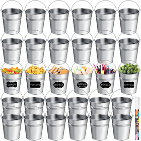 Rtteri 30-pcs small galvanized buckets with handles for organized display and storage.