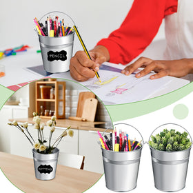 Rtteri garden planter display with galvanized buckets for fresh outdoor charm.