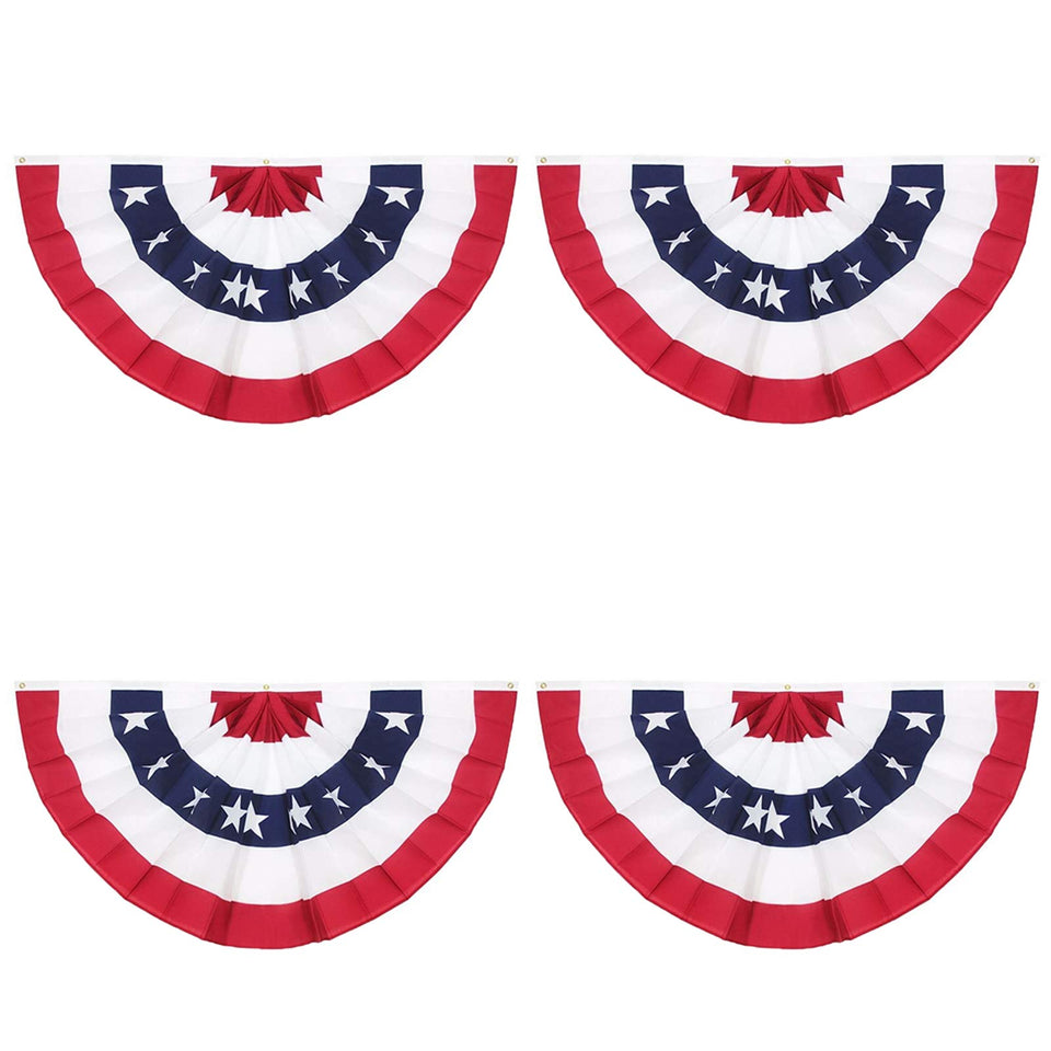 Rtudan American pleated fan flag 3ft on porch showcases durable pongee fabric.