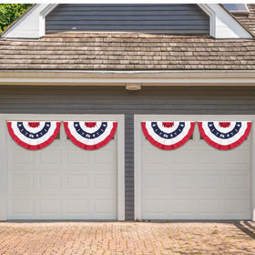 Rtudan pleated fan flag on porch creates crisp, eye-catching lines.