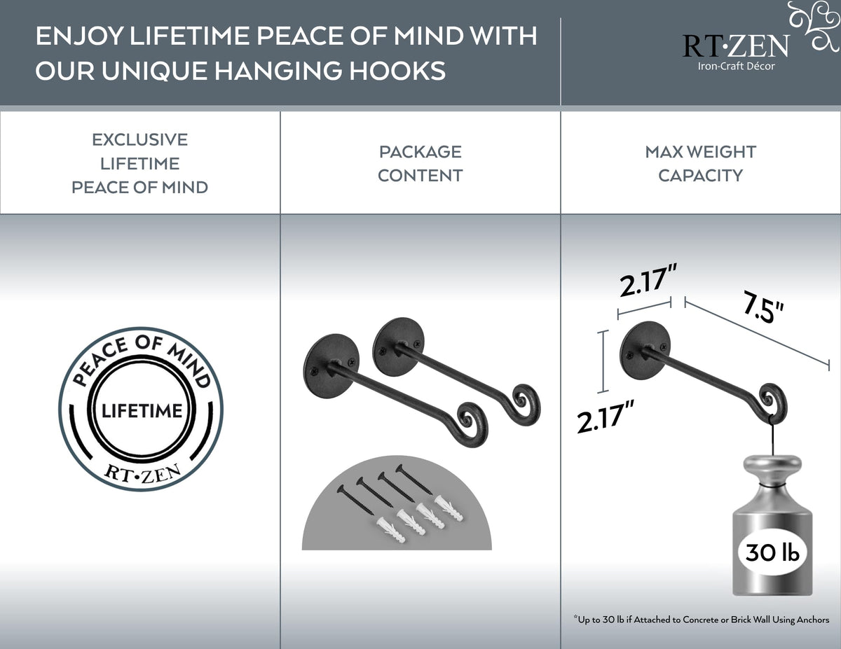 RTZEN decorative garden hook mounts on walls or ceilings