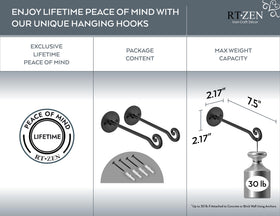 RTZEN decorative garden hook mounts on walls or ceilings