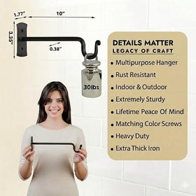 RTZEN wall-mounted heavy-duty hook for pots, lanterns, and baskets