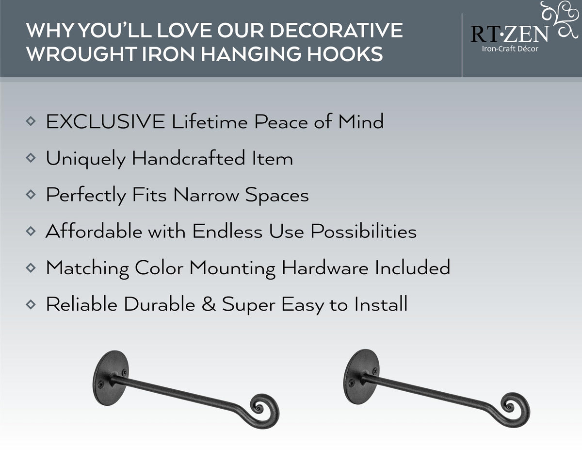 RTZEN wrought-iron wall hook plant hanger for versatile decor