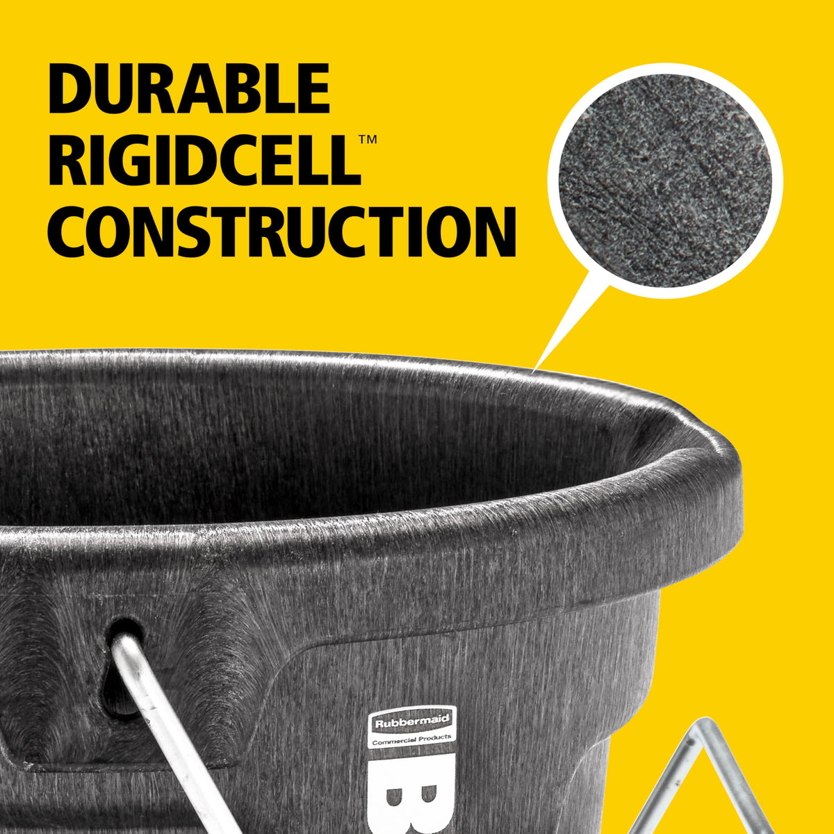 Rubbermaid Brute pour spout enables easy scooping and pouring of feed