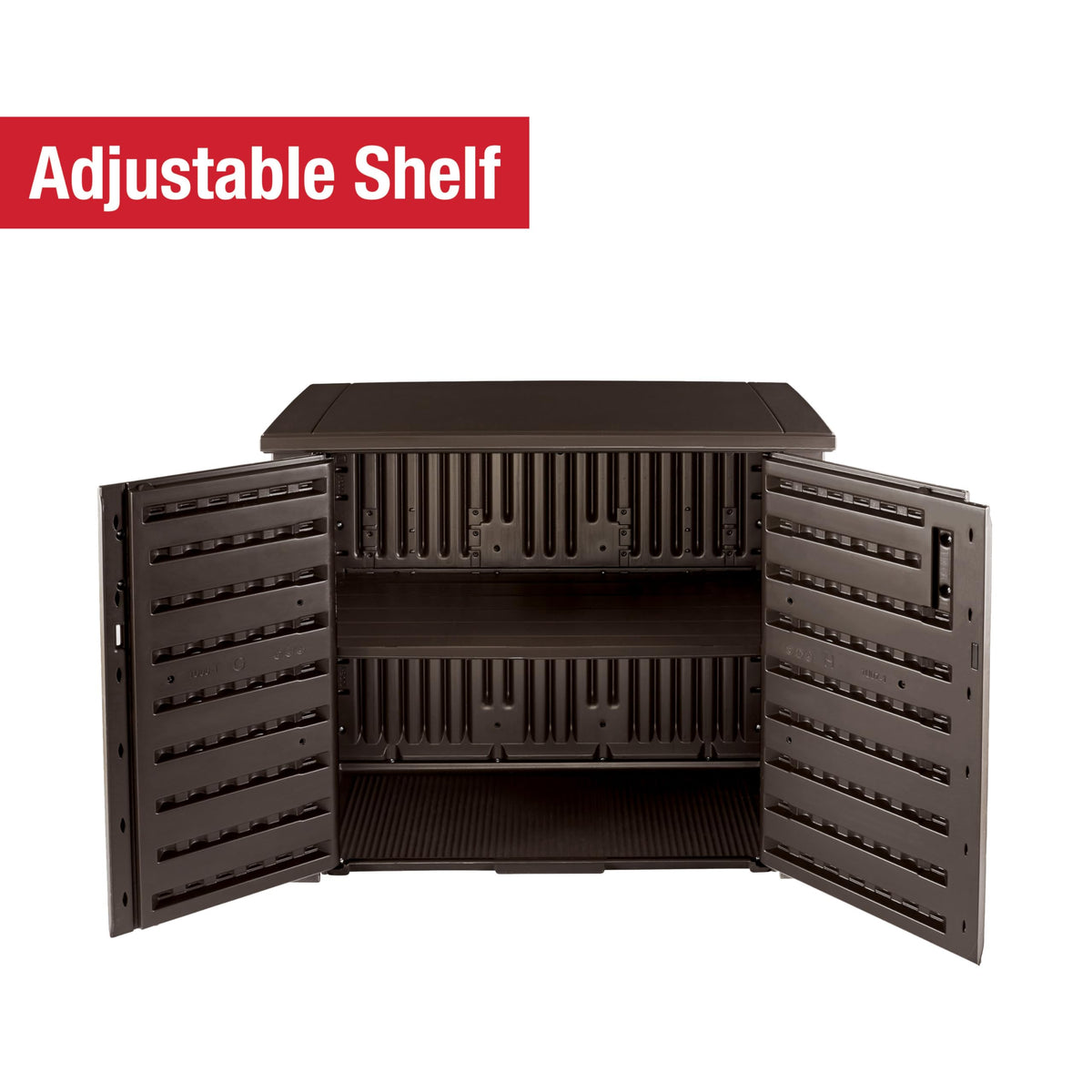 Rubbermaid Patio Chic Cabinet universal design matches outdoor décor