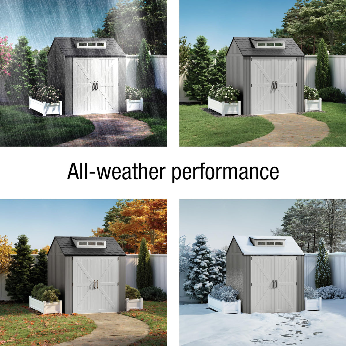 Rubbermaid Resin Outdoor Storage Shed 180 degree door provides easy access for large items.
