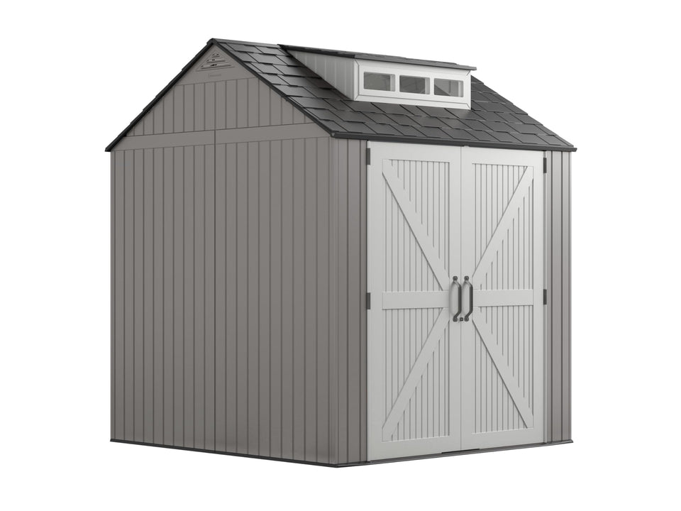 Rubbermaid Resin Outdoor Storage Shed floor area shows sturdy base for equipment.