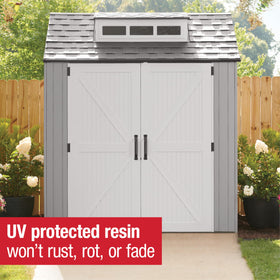 Rubbermaid Resin Outdoor Storage Shed roof strength handles heavier snowfall.