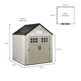Rubbermaid shed 180-degree door opening for easy item retrieval.