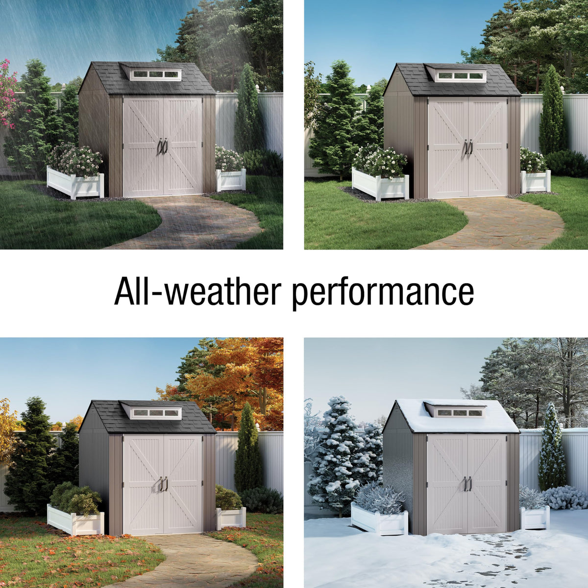 Rubbermaid shed reinforced roof supports heavier snowfall up to 15 psf.