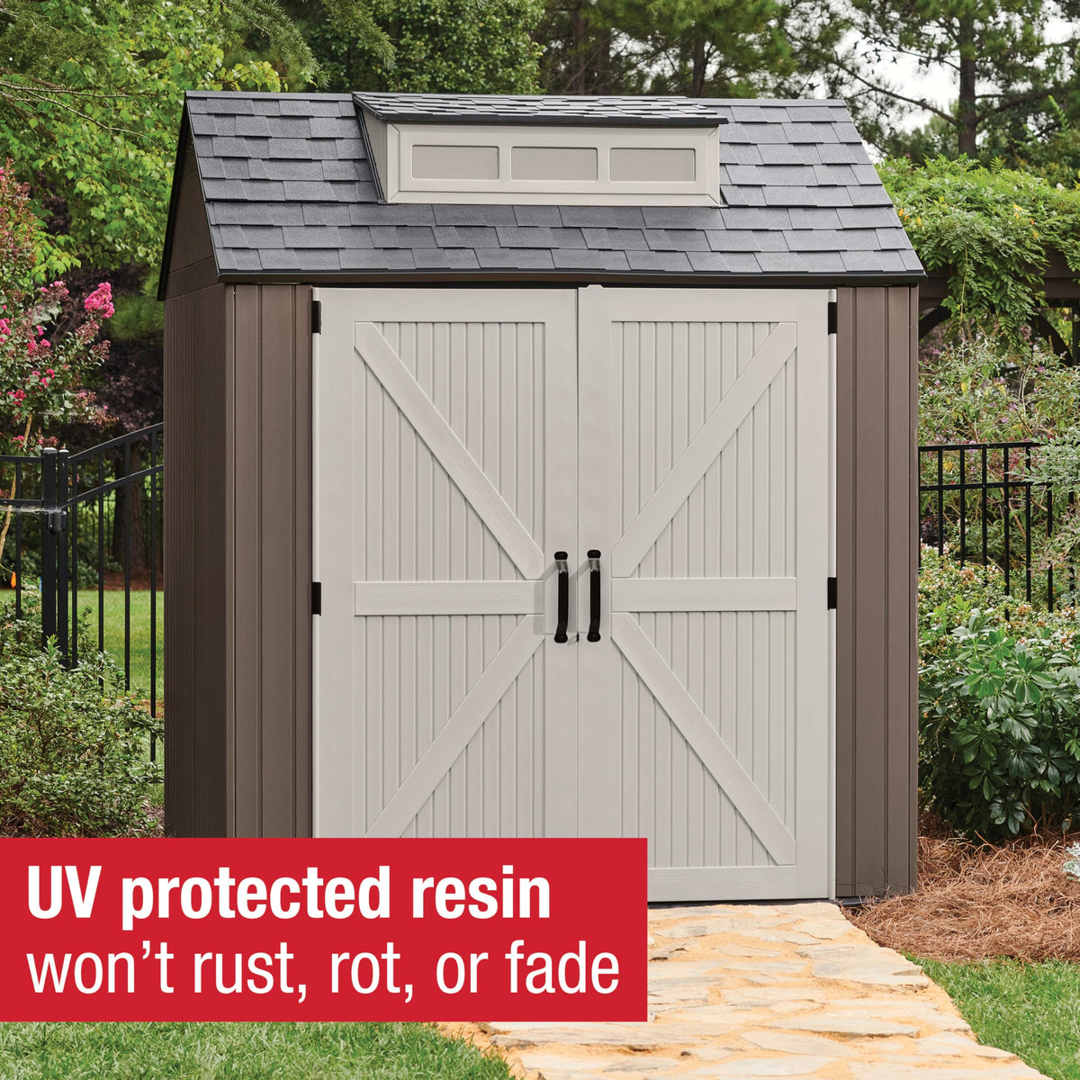Rubbermaid shed enhanced ventilation promotes air circulation inside.