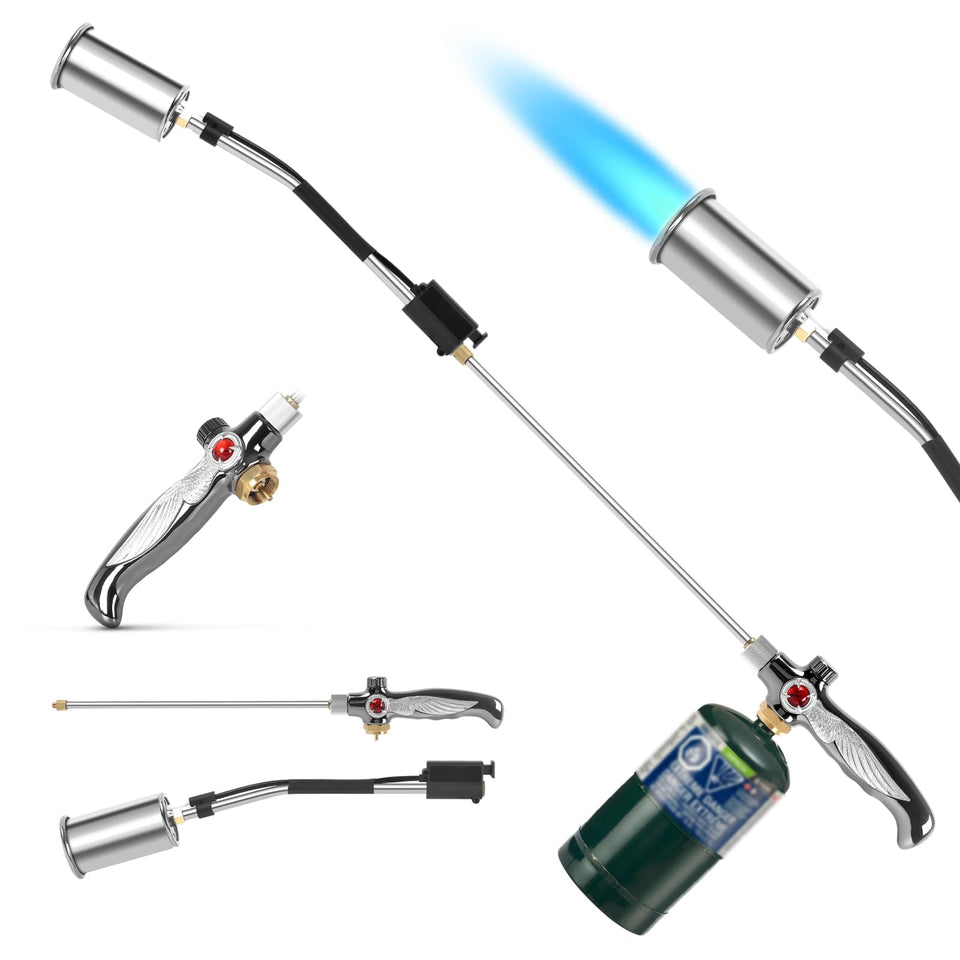 RUBDARK Weed Torch in action with flamethrower for fast weed removal