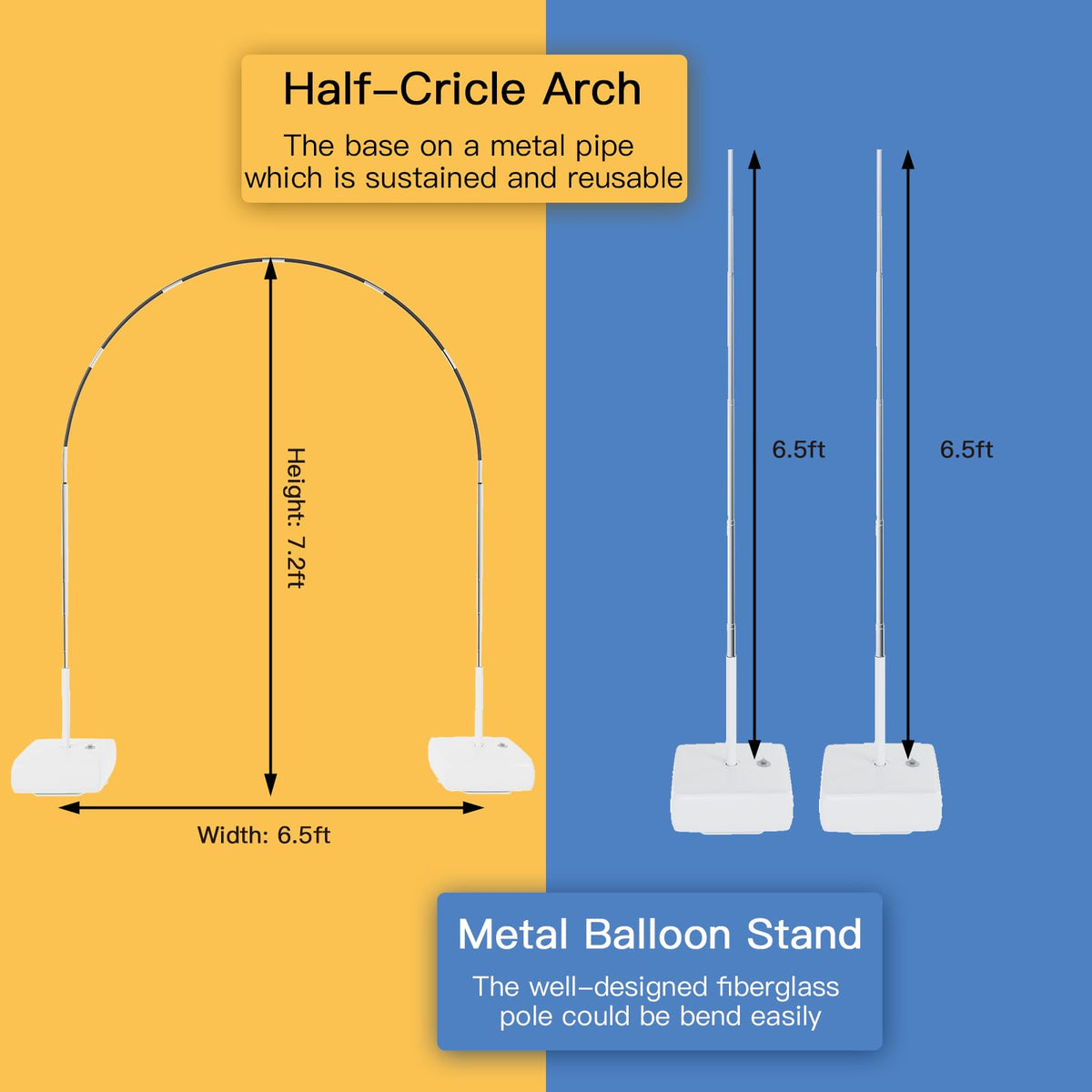 Rubfac balloon arch stand assembly shown for quick setup