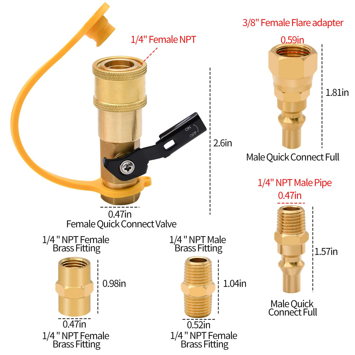 RubyQ propane quick connect with flare adapter for easy stove setup