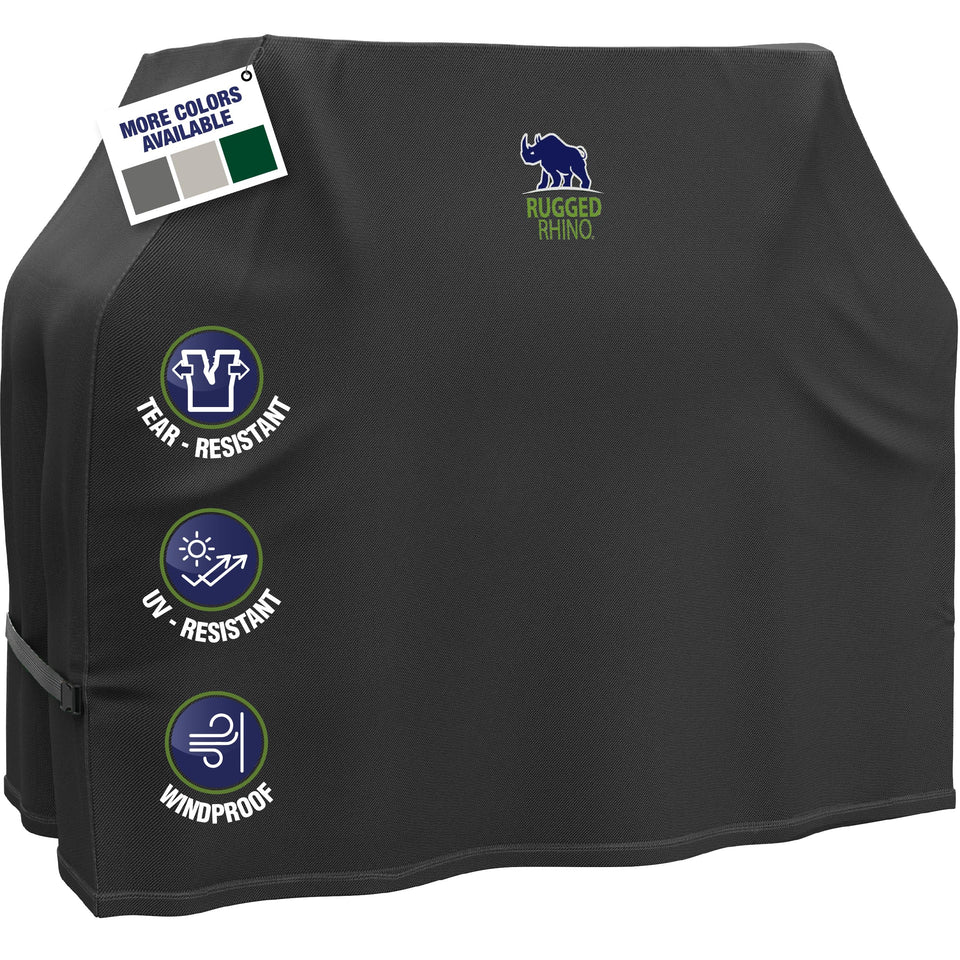 Rugged Rhino grill cover stitch detail showing reinforced seams for durability.