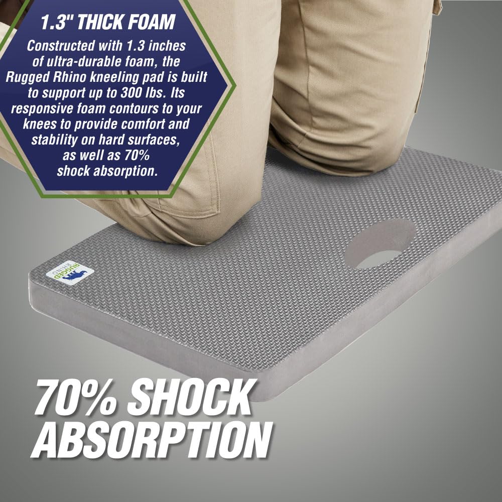 Rugged Rhino kneeling pad back view for size and durability
