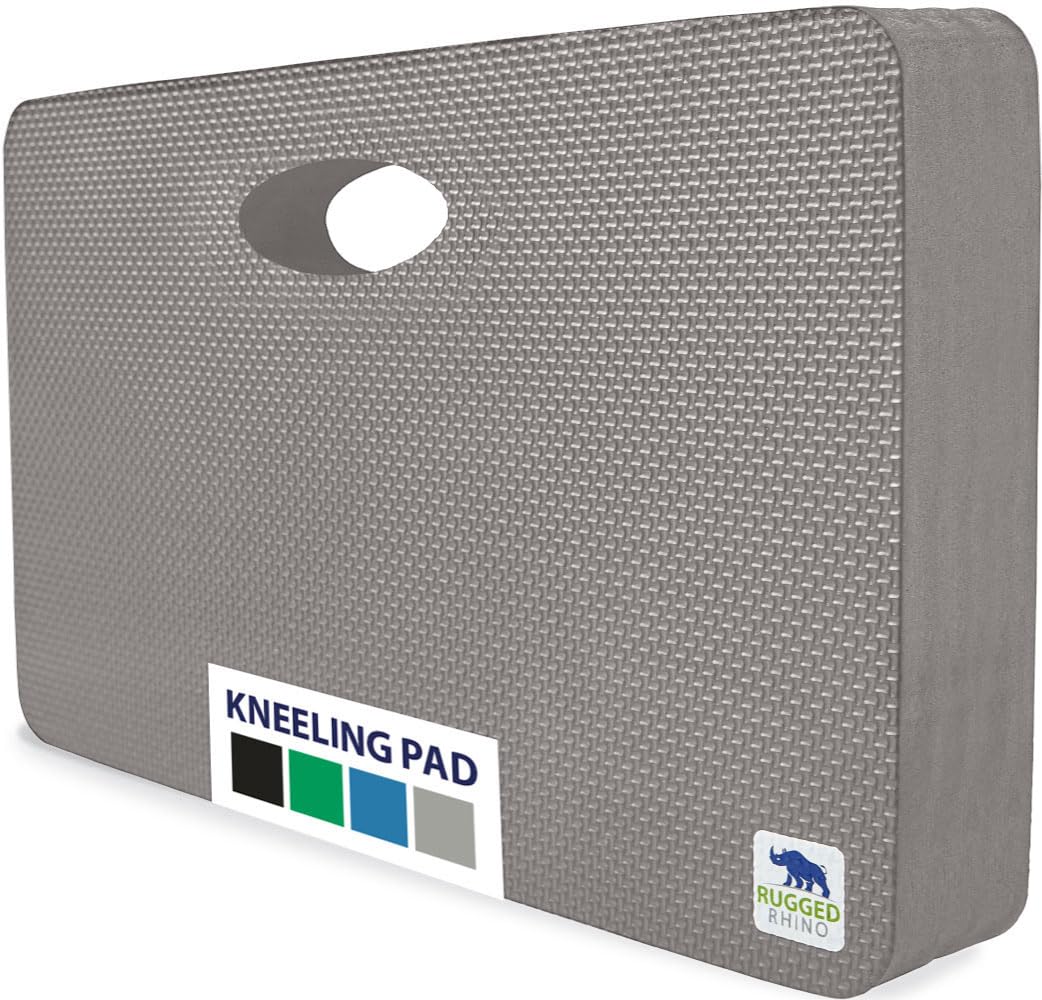 Rugged Rhino kneeling pad front view showing thick foam and portable handle