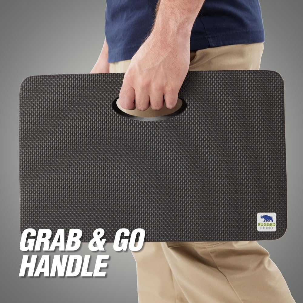 RUGGED RHINO kneeling pad carries easily with built-in handle