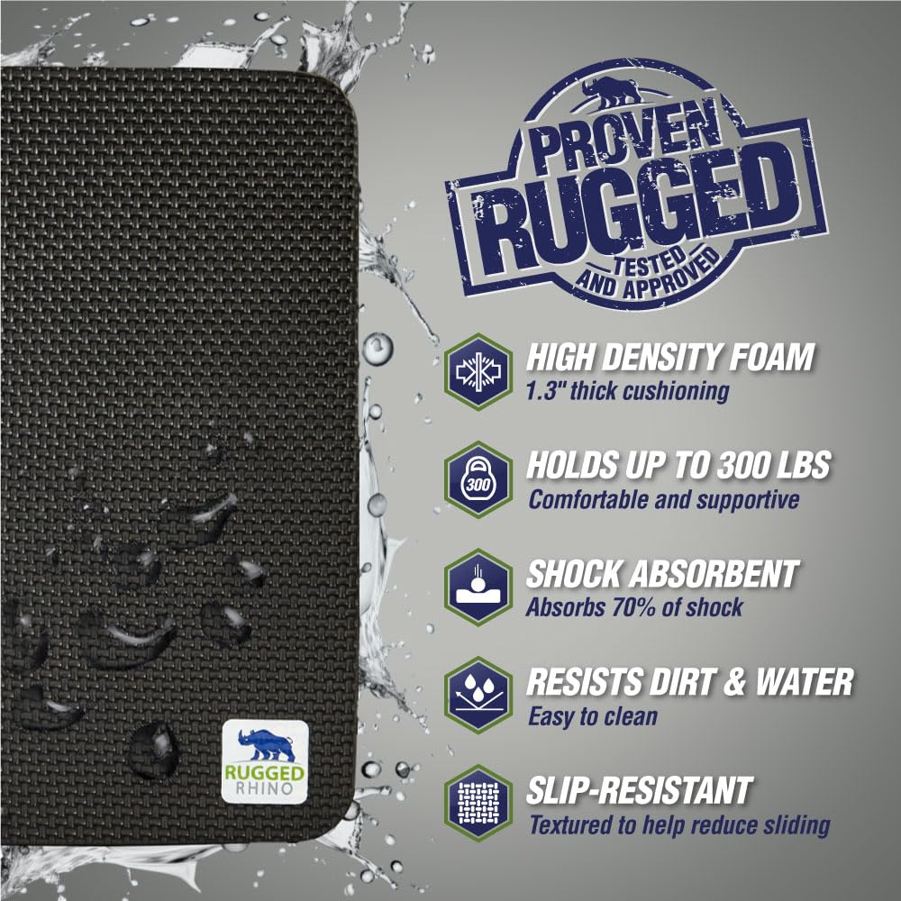 RUGGED RHINO kneeling pad outdoors in garden demonstrating dirt resistance